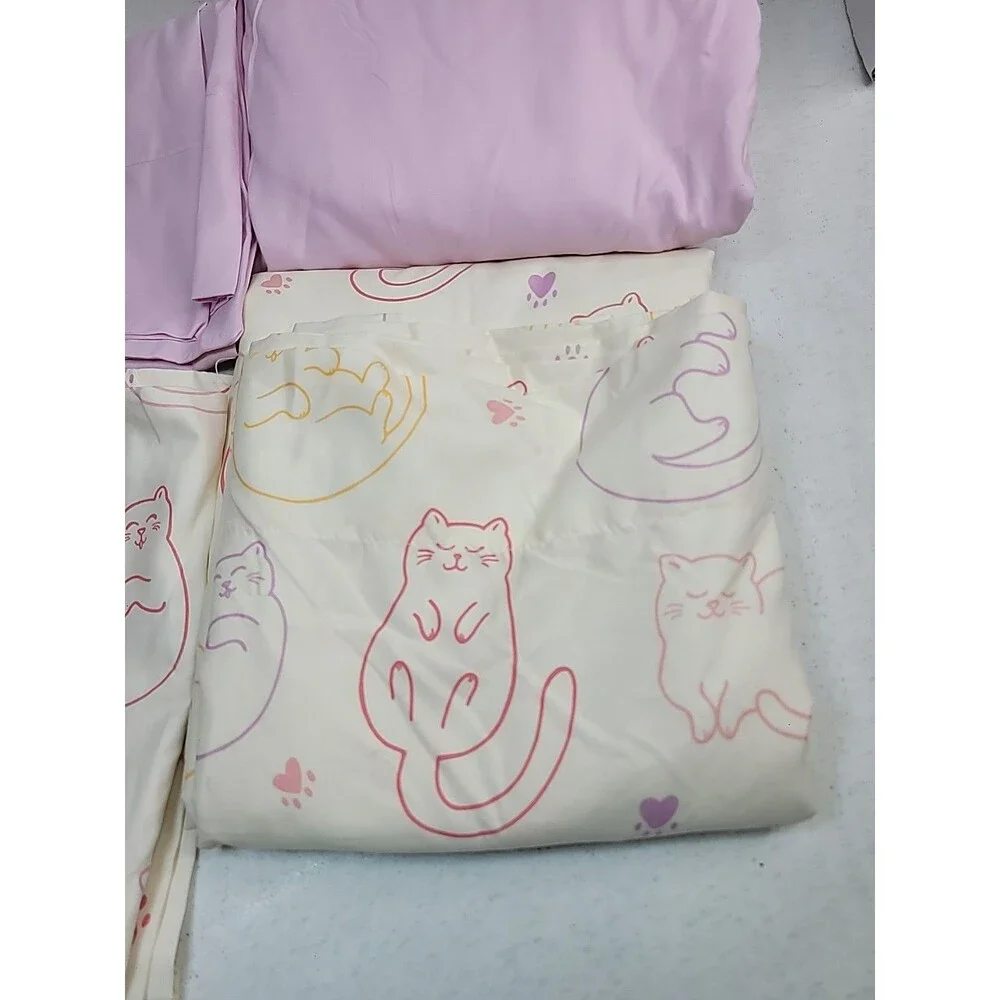 Kidz Mix Sleepy Cats Twin Fitted Flat 2 Pillow Case Set Pink
